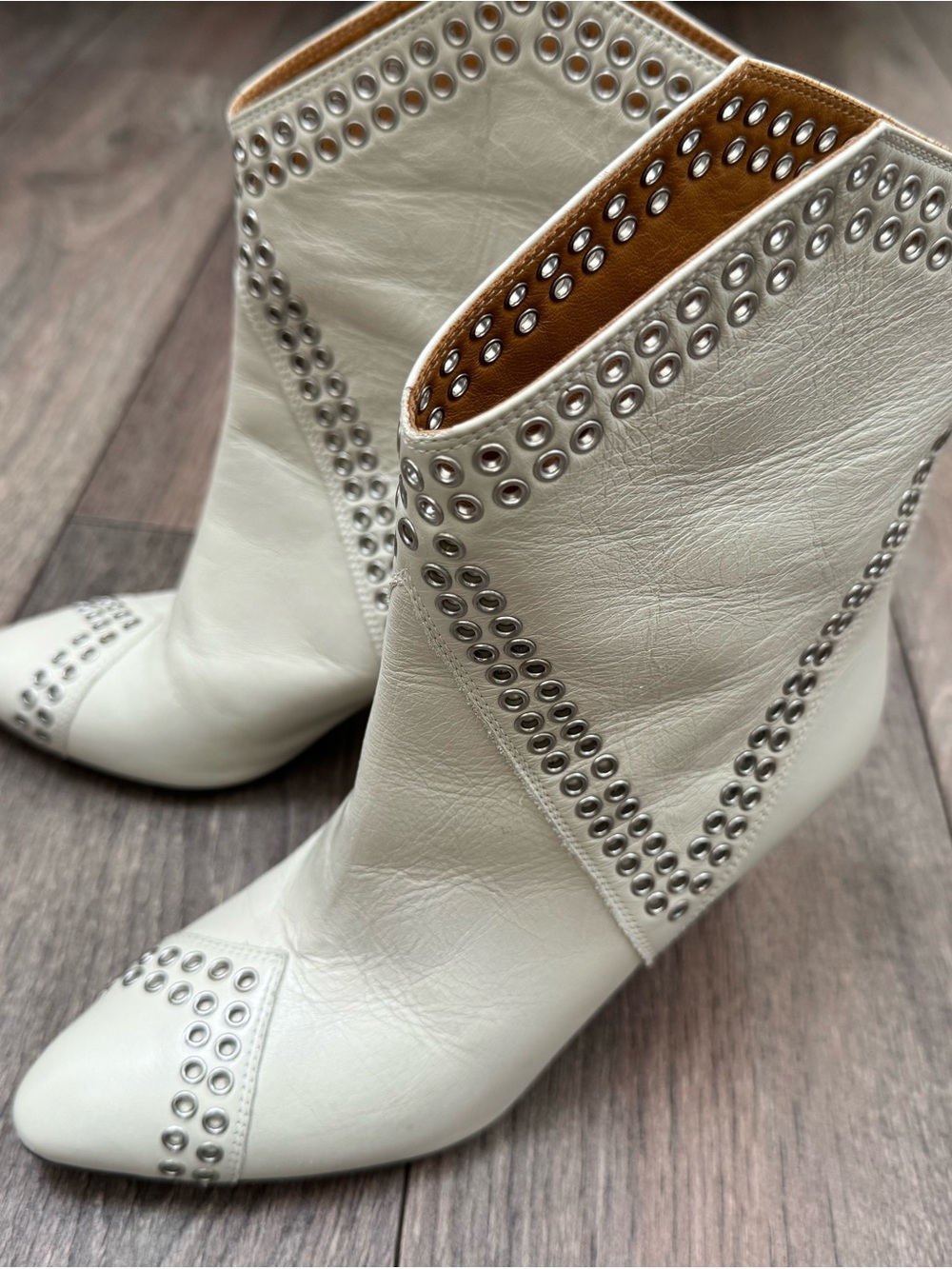 Isabel Marant DEMKA White Leather Ankle Boots